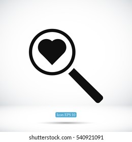 heart search icon, vector best flat icon, EPS