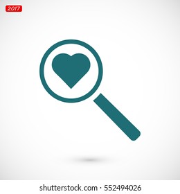 heart search icon, vector best flat icon, EPS