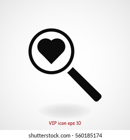 heart search icon, vector best flat icon, EPS