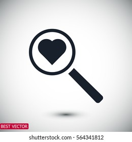 heart search icon, vector best flat icon, EPS