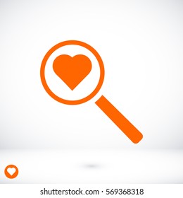 heart search icon, vector best flat icon, EPS