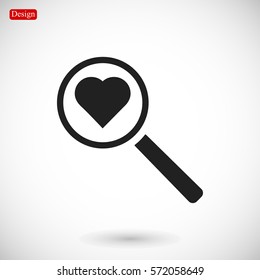 heart search icon, vector best flat icon, EPS