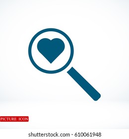 heart search icon, vector best flat icon, EPS