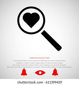 heart search icon, vector best flat icon, EPS