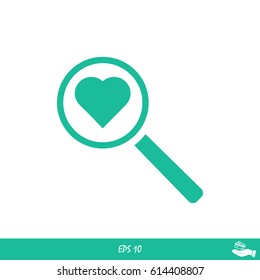 heart search icon, vector best flat icon, EPS