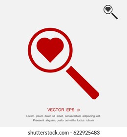 heart search icon, vector best flat icon, EPS