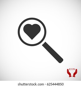 heart search icon, vector best flat icon, EPS