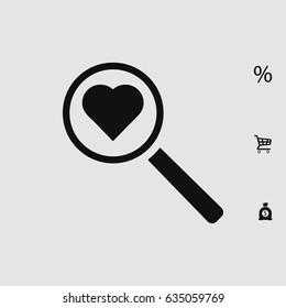 heart search icon, vector best flat icon, EPS