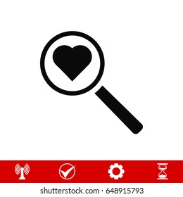 heart search icon, vector best flat icon, EPS