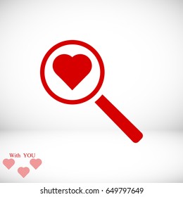 heart search icon, vector best flat icon, EPS