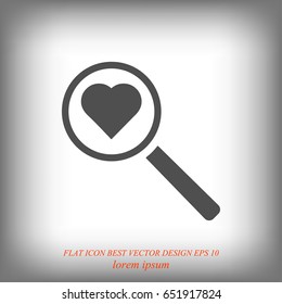 heart search icon, vector best flat icon, EPS