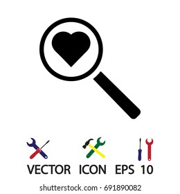 heart search icon, vector best flat icon, EPS