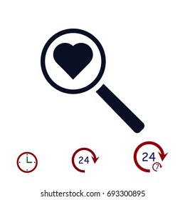 heart search icon, vector best flat icon, EPS