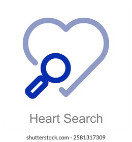 Heart Search and love icon concept