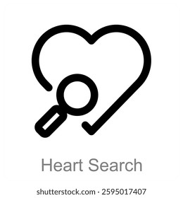 Heart Search and love icon concept