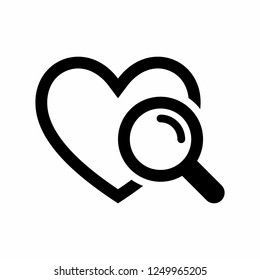 Heart search vector icon