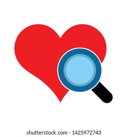 heart searching icon. flat illustration of heart searching vector icon for web
