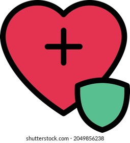 icono de color de línea vectorial seguro de corazón