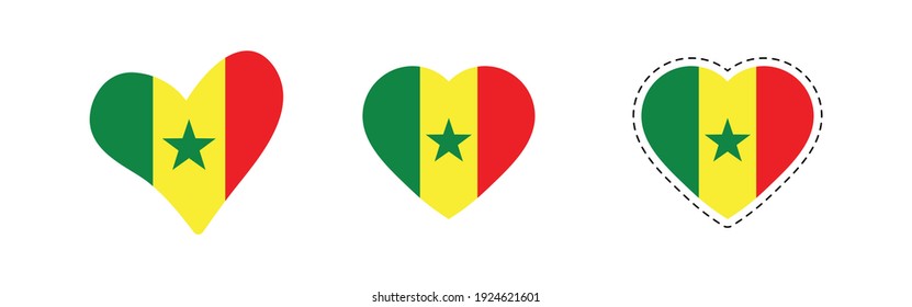 bandera del corazón de Senegal. Indicador vector simple Senegal
