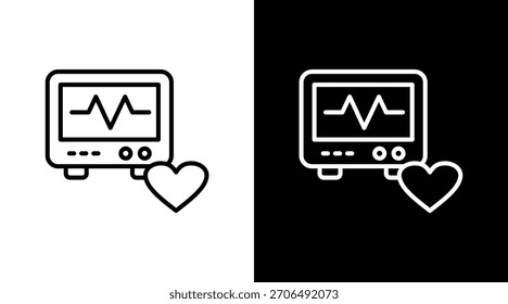 Heart Sensor Outline White Icon Set Design