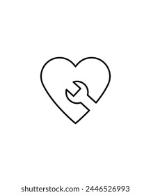 heart service icon, vector best line icon.