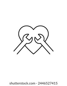 Icono de servicio de corazón, ícono de la mejor línea del Vector.