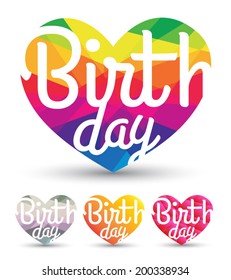 Heart set with birthday text.