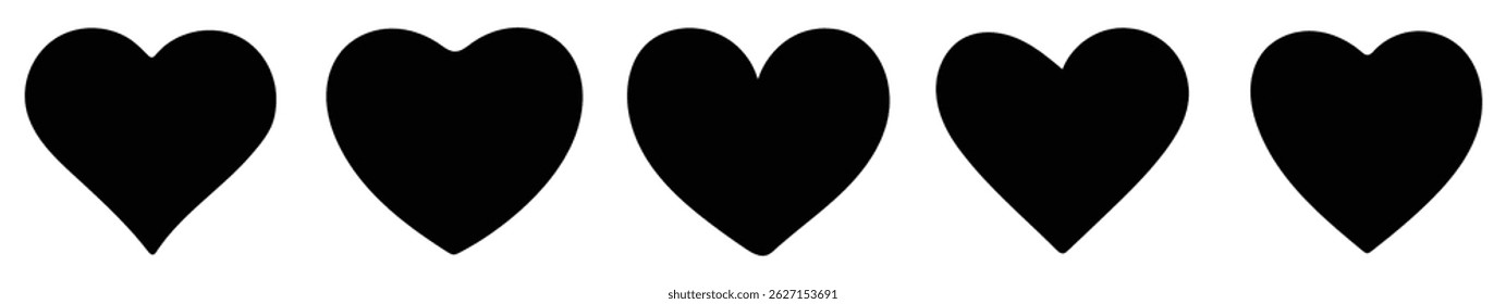 heart set in black color, heart love, heart, love, valentine, hearts, icon, heart in black color, romance, black, illustration, valentines, romantic, vector, day, set, design, decoration