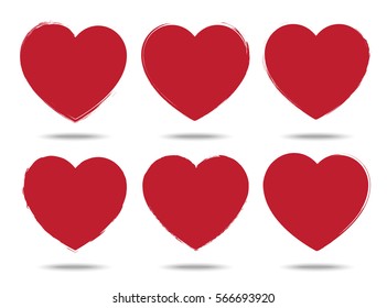 heart set of brush stroke style  love symbols for Valentine's Day
