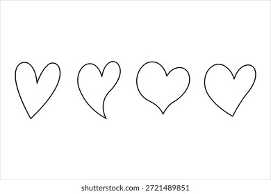 Conjunto de corazón continuo de una línea de dibujo de arte de Ilustraciones vectoriales de forma de amor