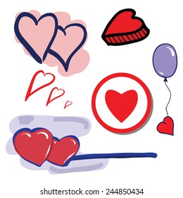 Heart set. Hand drawn vector illustration.