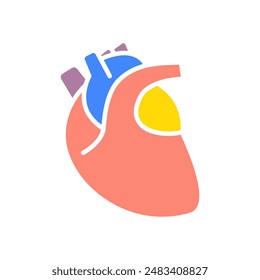 Heart set icon. Cardiovascular system, human organ, anatomy, medical illustration, blood circulation, cardiac health, heartbeat, cardiology, healthcare.