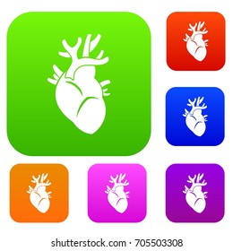 Heart set icon in different colors isolated vector illustration. Premium collection