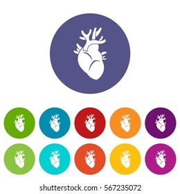 Heart set icons in different colors isolated on white background