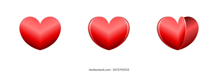 Heart Set Icons. Drop-down Heart Icon. Flat style. Vector icons.