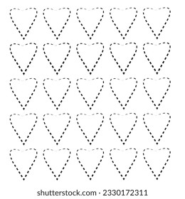 Heart. Set of isolated heart icons on white background. The contours of the heart set. Vector stock image