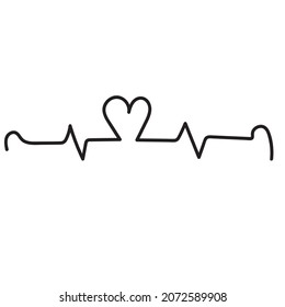 Juego de corazón y mano de línea con pincel en ilustración vectorial de fondo