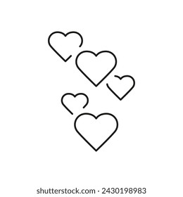 Heart Set Line Icon. Like Button In Social Media Linear Pictogram. Love, Happy, Romance Outline Symbol. Valentine Day Sign. Editable Stroke. Isolated Vector Illustration.