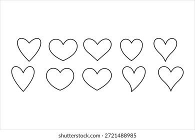 Heart set love symbol continuous one line drawing heart shape minimalist illustration
