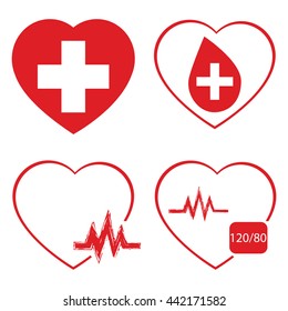 heart set. medicine icon and vector.