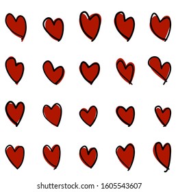 Heart set on a white background.