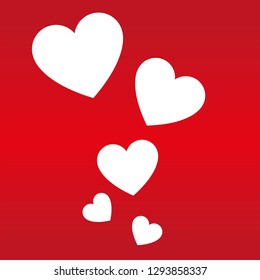 Heart set and red background. Happy valentine´s day