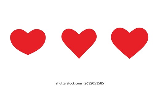 heart set in red color vector illustration