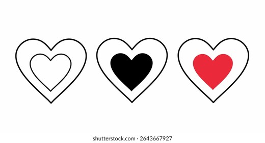 heart set in red color vector illustration. Love symbol icon set vector.