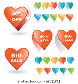 heart set selling badges for wedding and valentine