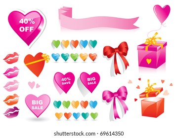 heart set selling badges for wedding and valentine