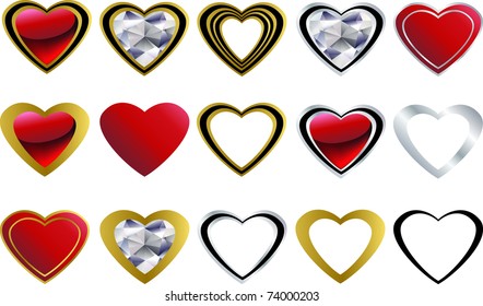 Heart set for Valentine day, vector