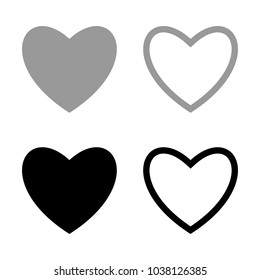 Heart set for Valentine days and other holidays black and grey color