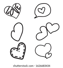 Heart set for Valentine's day .Design of a black and white vector template for banners, postcards on a white isolated background. Holiday .