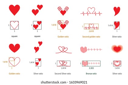 
Heart set of various shapes